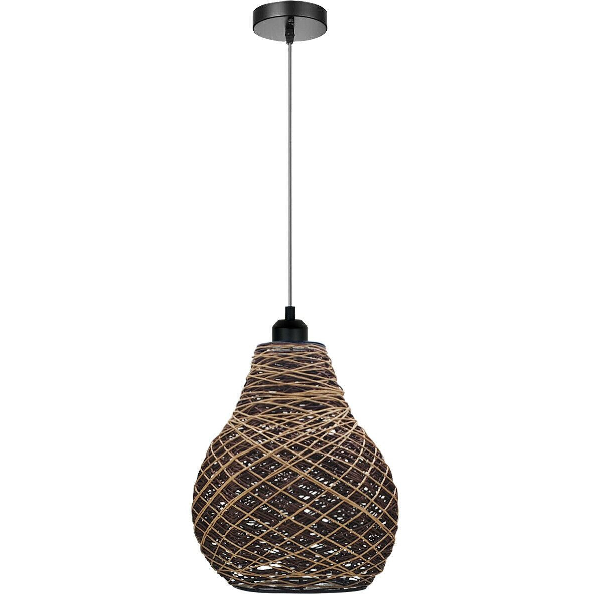 Rattan Wicker Ceiling Pendant Light Shade Hanging Light Antique décor Lampshade~1334-7