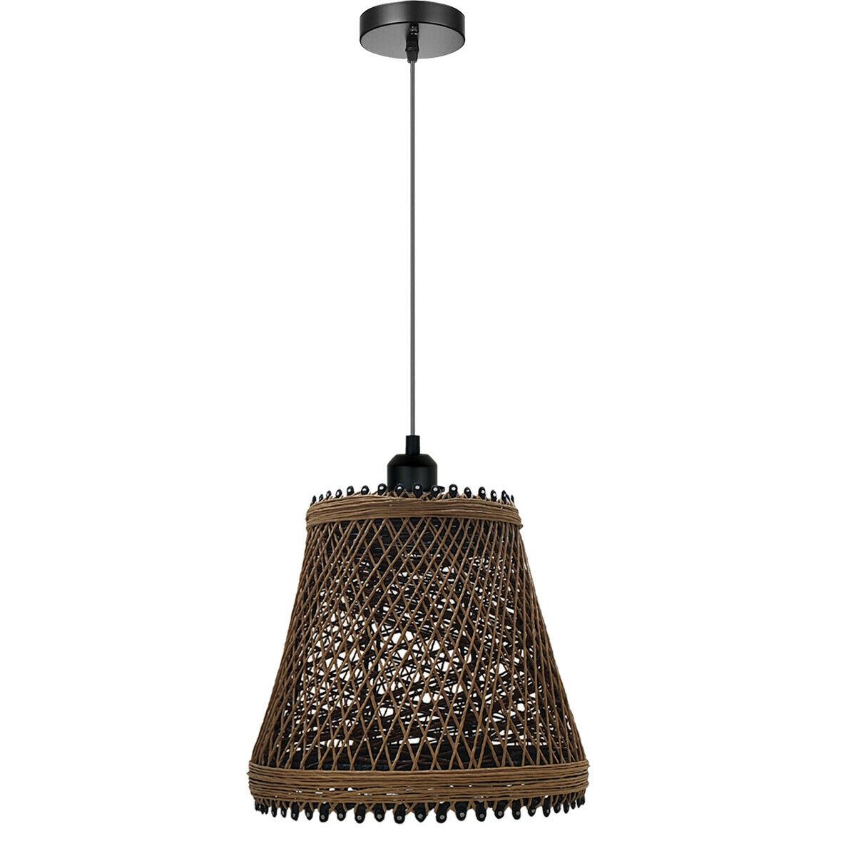 Rattan Wicker Ceiling Pendant Light Shade Hanging Light Antique décor Lampshade~1334-5