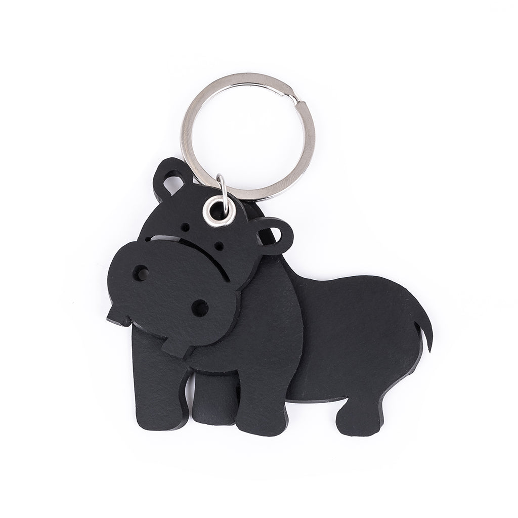 Hippo 3D Recycled Rubber Vegan Keyring