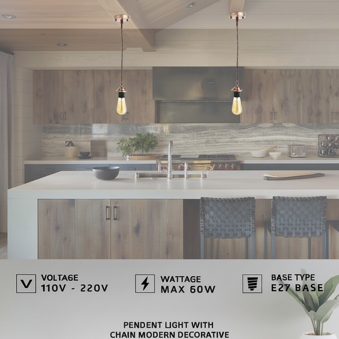 Copper Metal Ceiling E27 Lamp Holder Pendant Light With Chain~1776-1