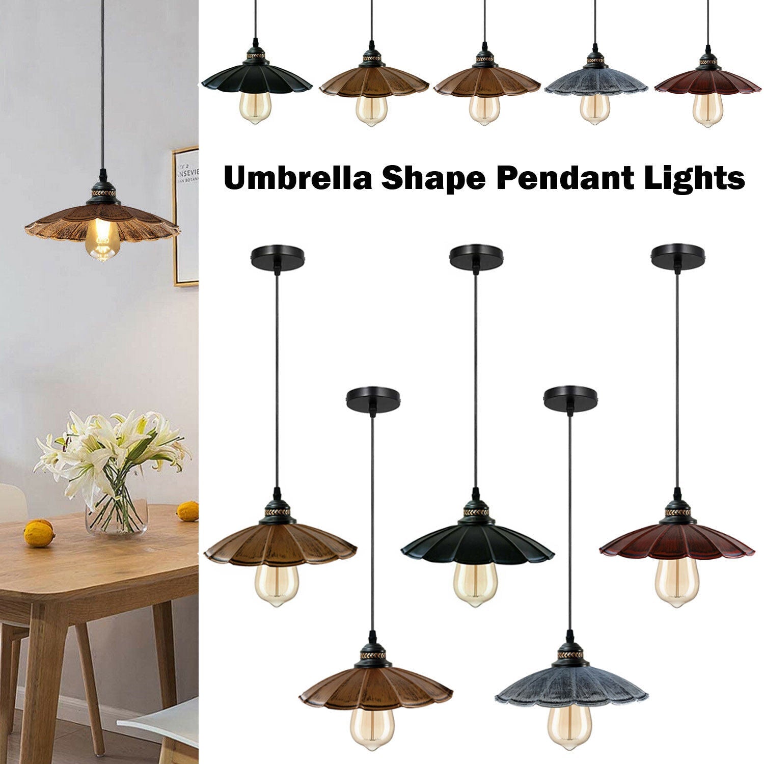 Umbrella Shape Metal Shade Pendant Lighting ~1291-0