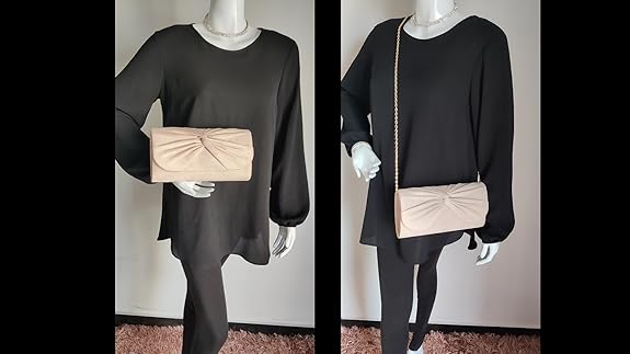 Nude Suede Clutch Bag with Knot Detail