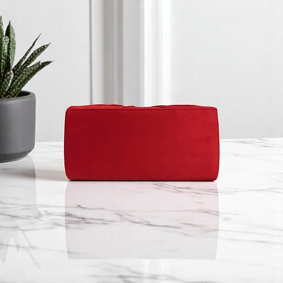 Red Suede Clutch Bag with Knot Detail