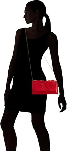 Red Suede Clutch Bag with Knot Detail
